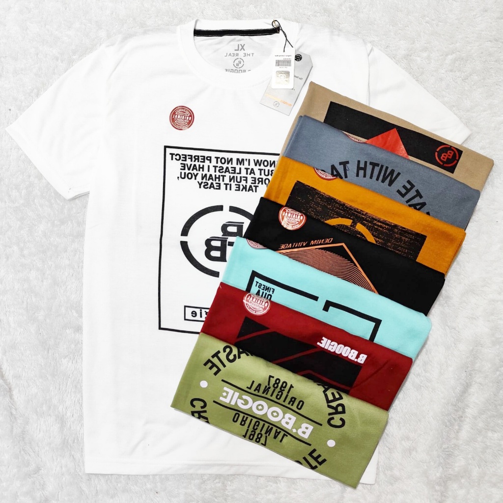 kaos 4 pcs 100 rb cowok distro keren kekinian bahan katun siz M L XL XXL XXXL | SURYA-16