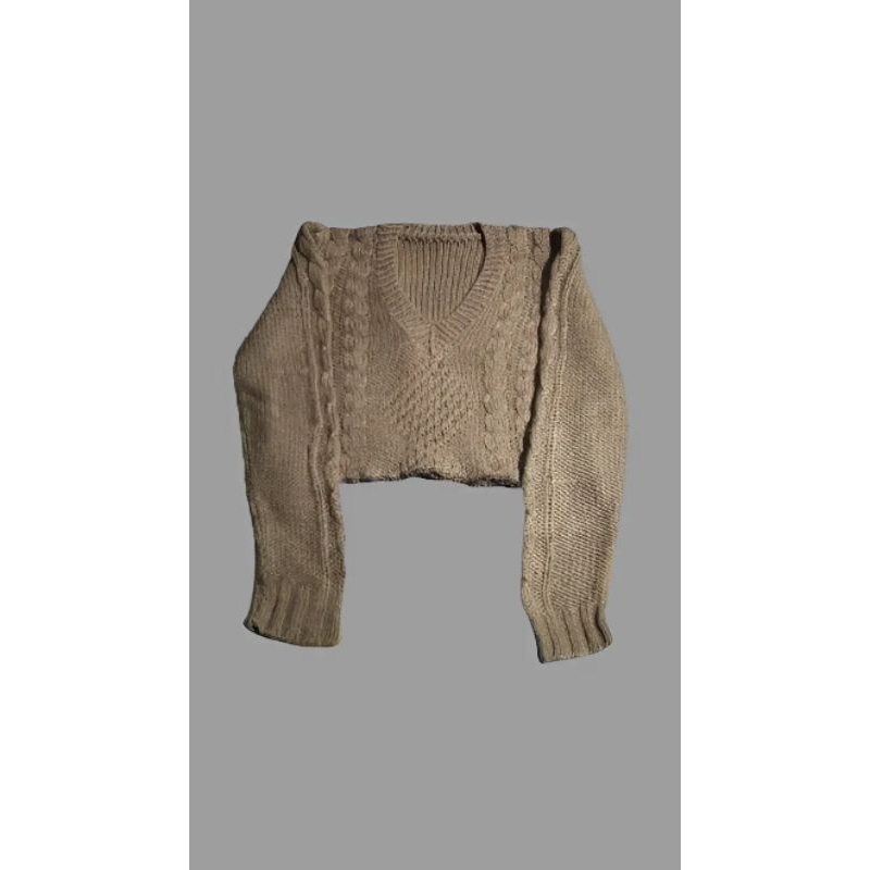 Sweater Rajut Crop V NECK Wanita Preloved Second Like New