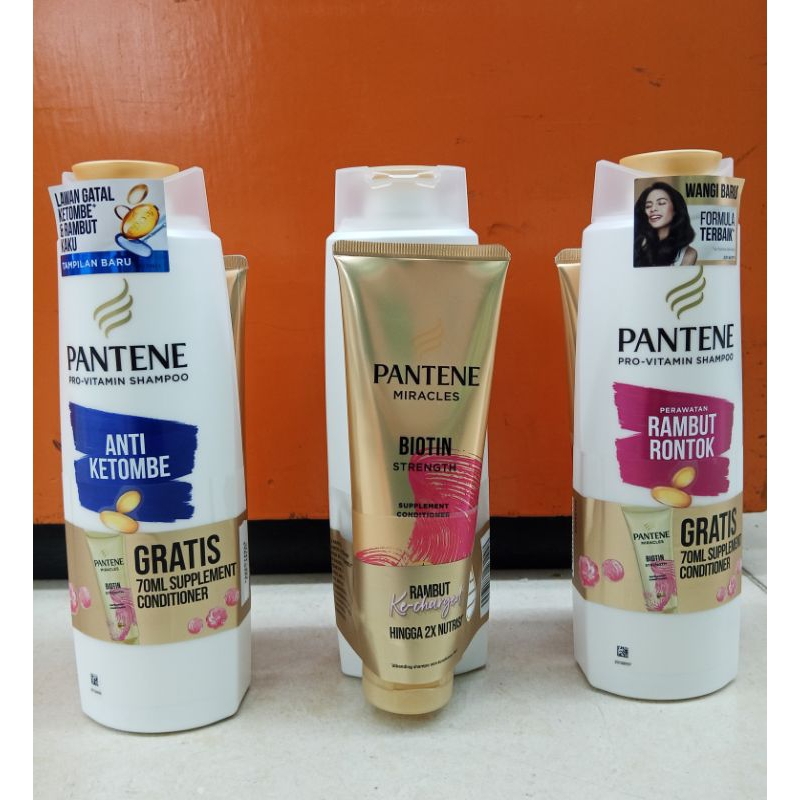 PROMO!!Pantene shampo anti ketombe/rambut rontok botol 290ml GRATIS Pantene biotin conditioner 70ml(