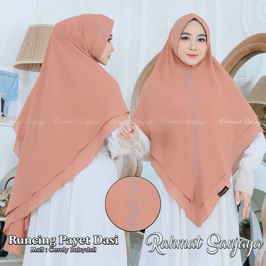 𝗥𝗦 - 𝐂𝐎𝐃 Jilbab Khimar Runcing Payet Dasi Sawarosky 2 Layer Jumbo Syar'i Ceruty Babydoll Terbaru