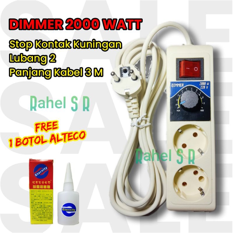 Dimmer Stop Kontak Saklar Lubang 2 || Dimmer 2000 Watt || Dimmer Saklar Lubang 2