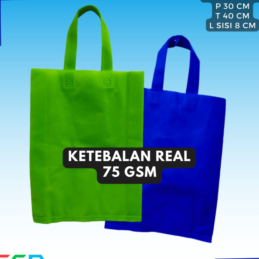

Hemat isi 12pcs Tas Spunbond Handle uk 3x4x8 Goodie Bag 75 gsm Tas Kain Polos