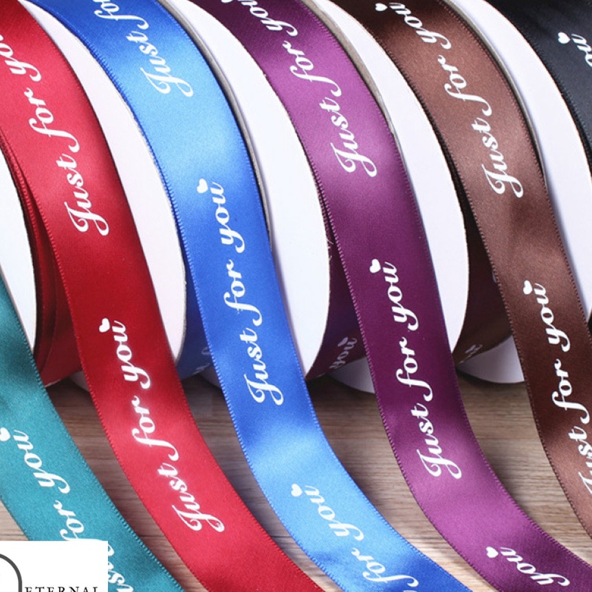 

KI3 1ROLL Pita Ribbon Satin 25 CM Motif JUST FOR YOU Korea Kado Dekorasi Hampers Bouquet Panjang 45 meter Colourful Cantik Murah Kerajinan Tangan