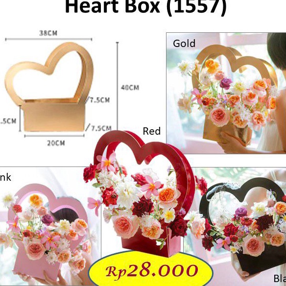 

HJ6 Heart Love Box kotak bunga bentuk hati soft box 1557