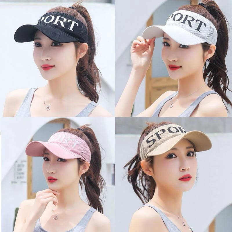 Topi Golf Tennis Sport Rajut Katun Elastis / Topi Olah Raga Wanita Knit