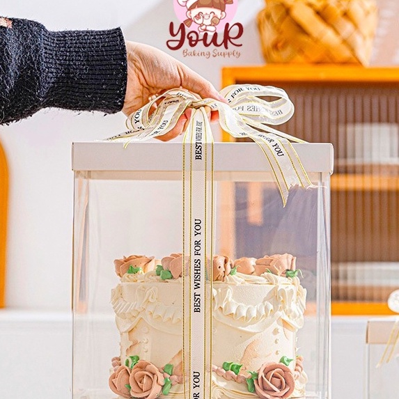 

FG2 Box Kue Mika Kotak 22x22 cm Cake Box Mika Dus Kue Transparan PET Box Kue Import Box Kue Food Grade Dus Kue Ulang Tahun YourBakingSupply