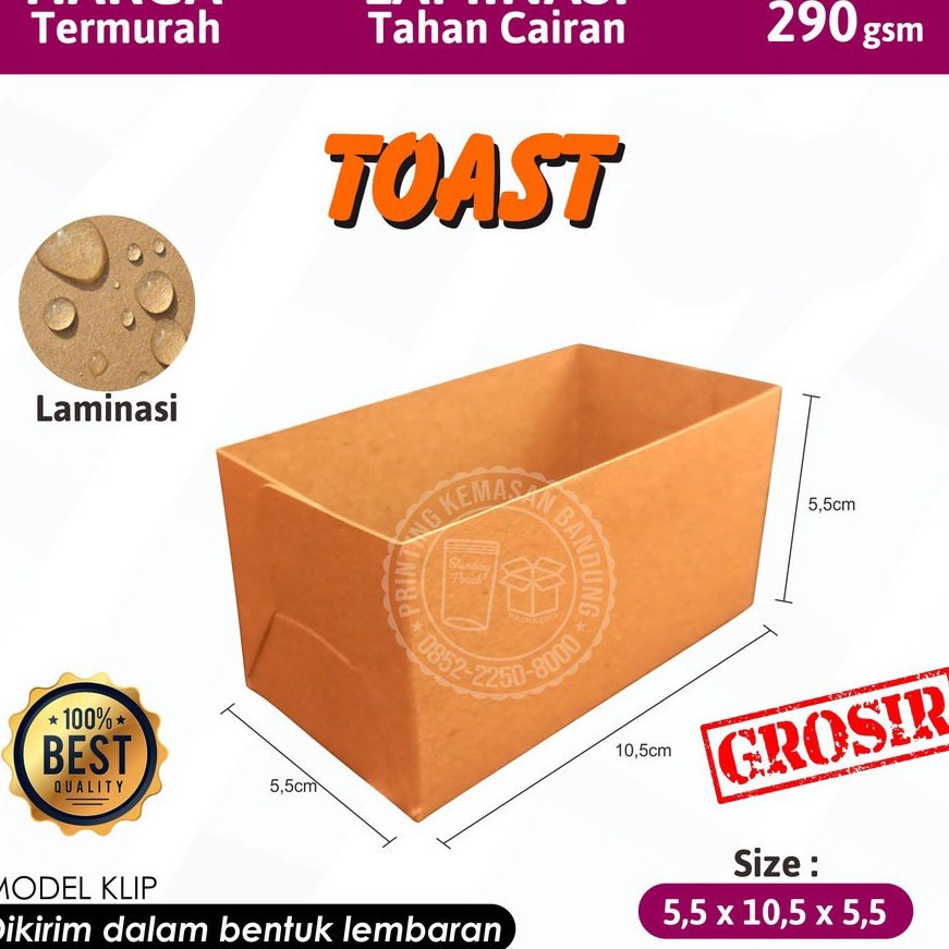 

KP8 PAKET 1 PCS Toast Box 55x15x55 Bread Take Away Paper Tray Dus Kemasan Roti Sandwich Panggang Bakar Kentang Goreng Cromboloni