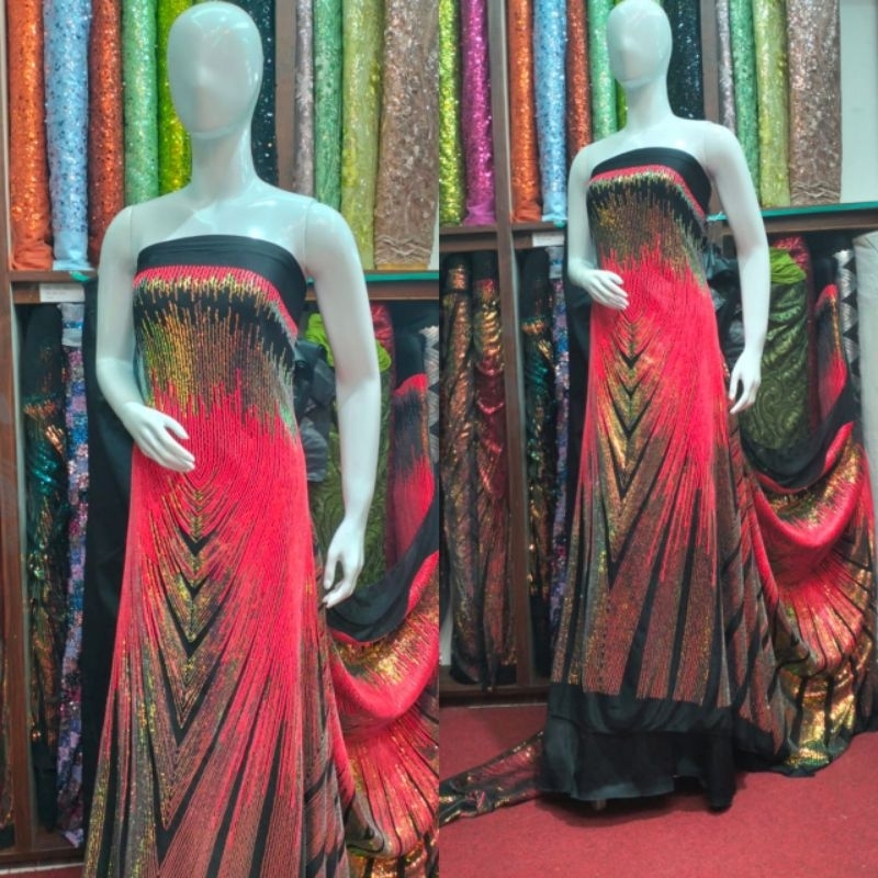Bahan kain Tille gradasi seribu Payet/ kain Tulle gradasi SQUEEN TERBARU