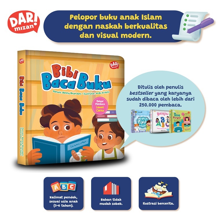 [Mizan] Bibi Baca Buku - Belajar Membaca Lewat Cerita (Boardbook) | Buku Cerita Anak 3-6 Tahun