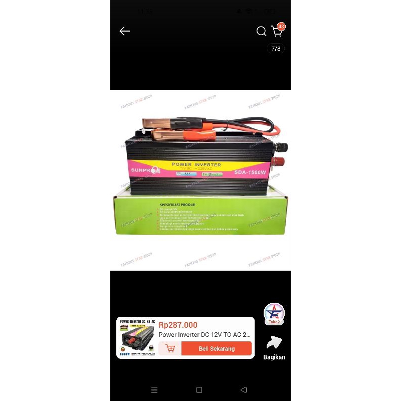 power inverter DC 12V to AC 220V,1500 wat sunpro