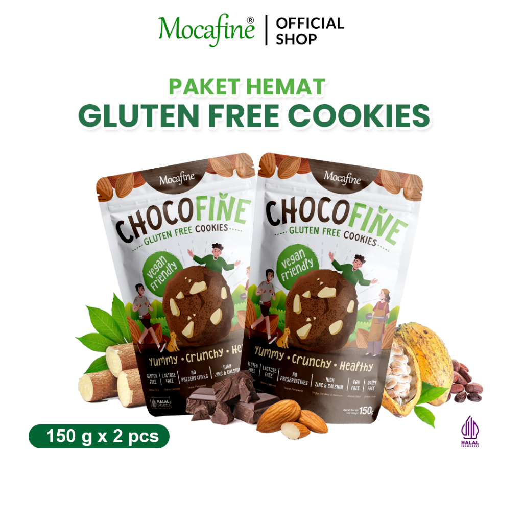

[Paket Hemat] MOCAFINE Cookies Chocofine - Gluten Free - Egg Free - Dairy Free - 2 pcs - 150 gr