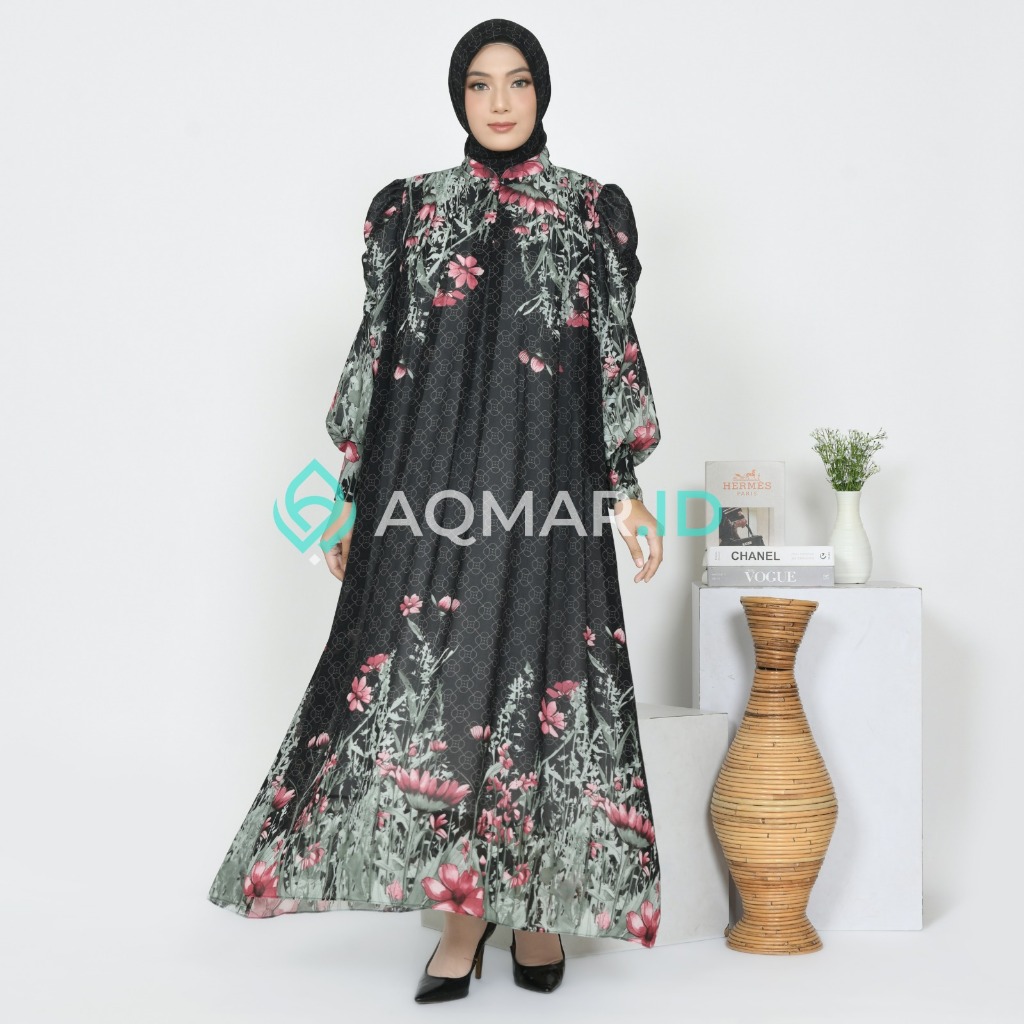 Zahira Dress Gamis Hitam Gamis Ceruty Premium Gamis Motif Gamis Kondangan Gamis Original By AQMAR.ID