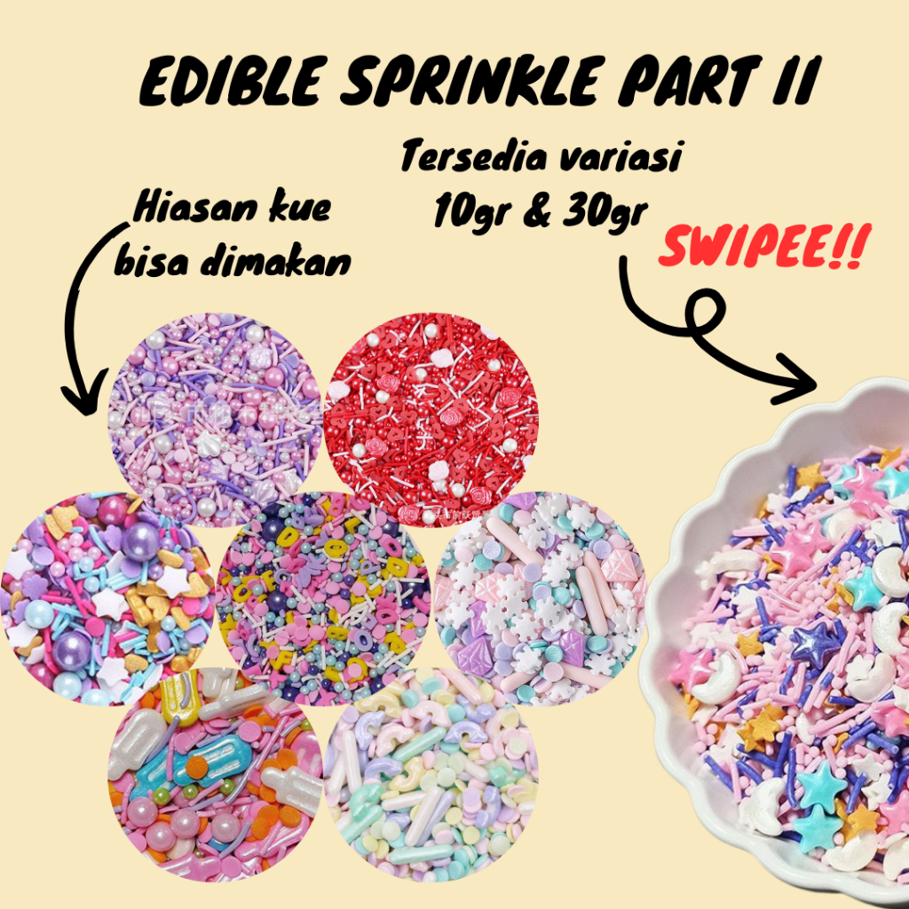 Sprinkles trimit springkel 10gr sprinkles mix cake dekorasi bisa dimakan sprinkle edible sprinkle ku