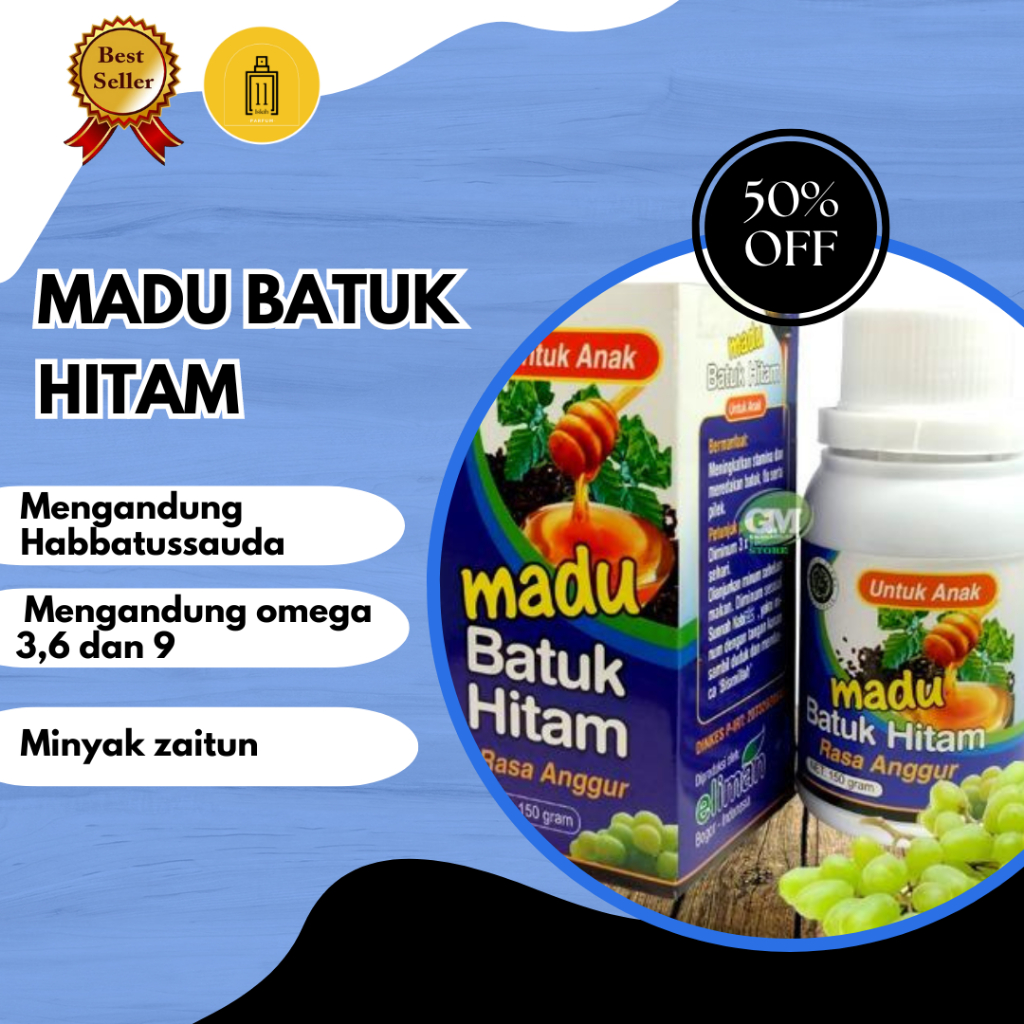 Madu Batuk Hitam Untuk Anak El-Iman 150gr / madu hitam anak / madu batuk anak ampuh / obat batuk amp