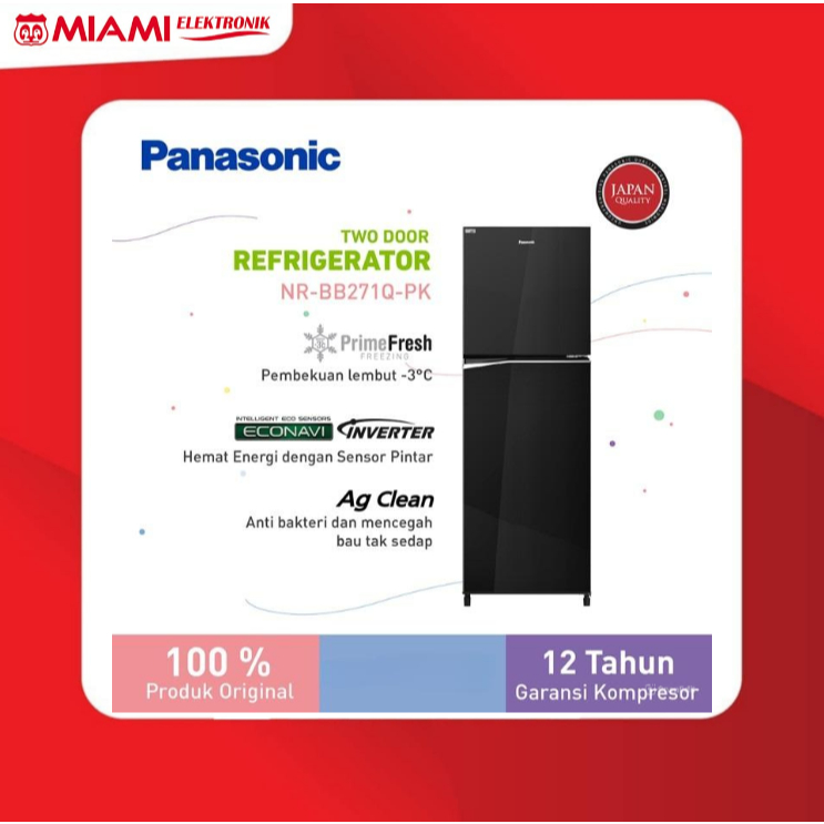 Panasonic NR-BB271Q Kulkas 2 Pintu Inverter 266L