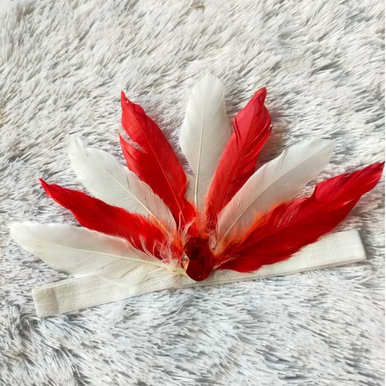 Bando Bulu Merah Putih/Mahkota Bulu/Hiasan Kepala Bulu