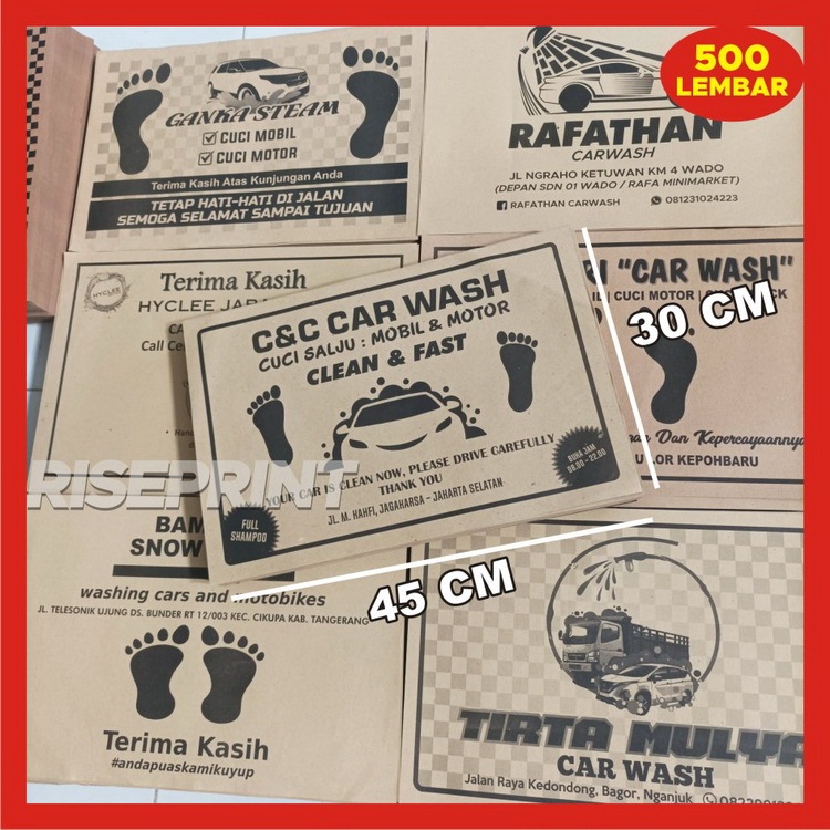 Cetak Custom Kertas Alas Kaki Cuci Mobil 30 x 45 Print Pijakan Steam Car Wash Salon Karpet Carwash C
