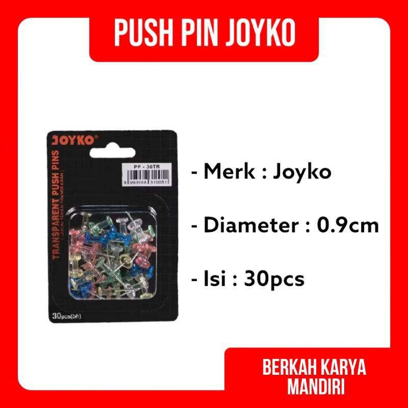 

Push Pin / Jarum Tekan / Paku Pin Joyko PP-30TR