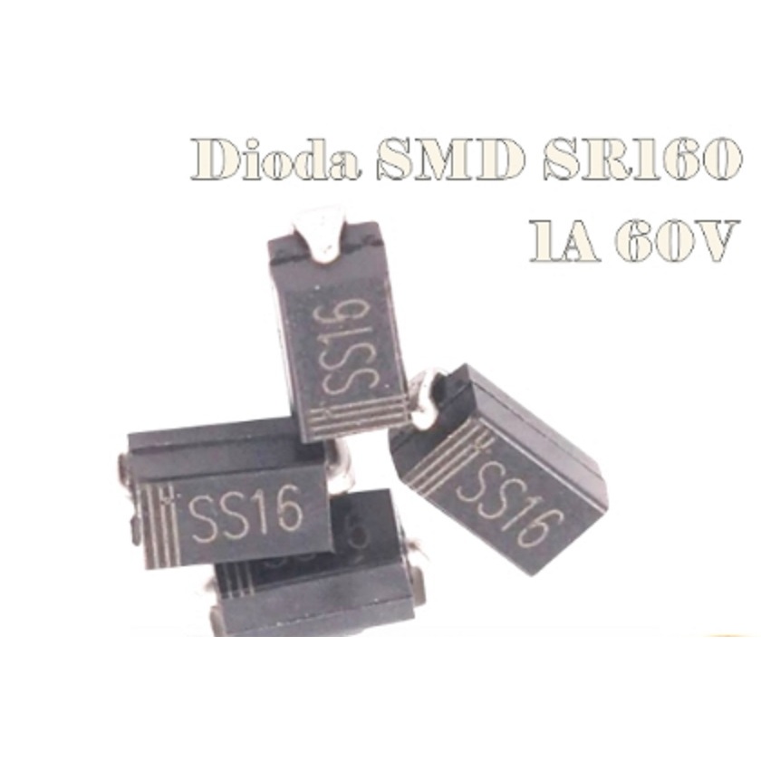 PS - Dioda SR160 SS16 SMD Schottky Barrier Rectifier Diode 1A 60V DO-214AC SMA ready
