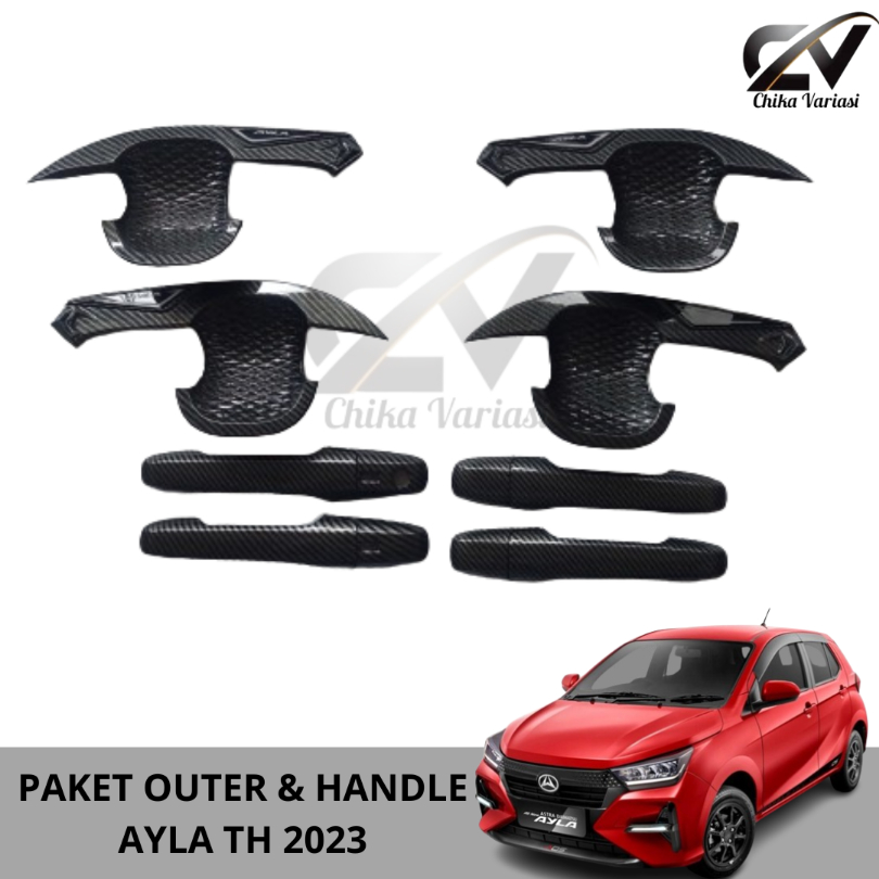 Cover Handle Outer Pintu Mobil Ayla 2023 Carbon