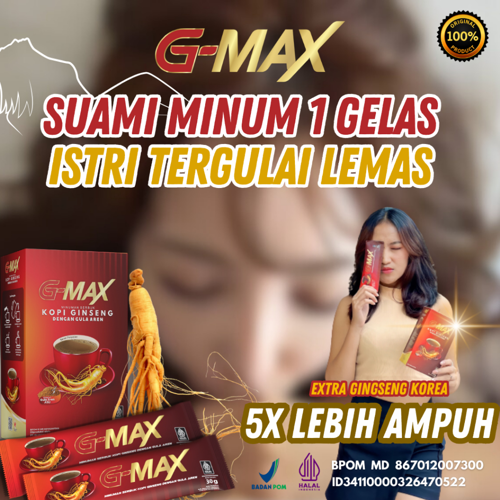 

KOPI G-MAX Minuman Kopi Gingseng Penambah Stamina 1 Box isi 10 sachet Original