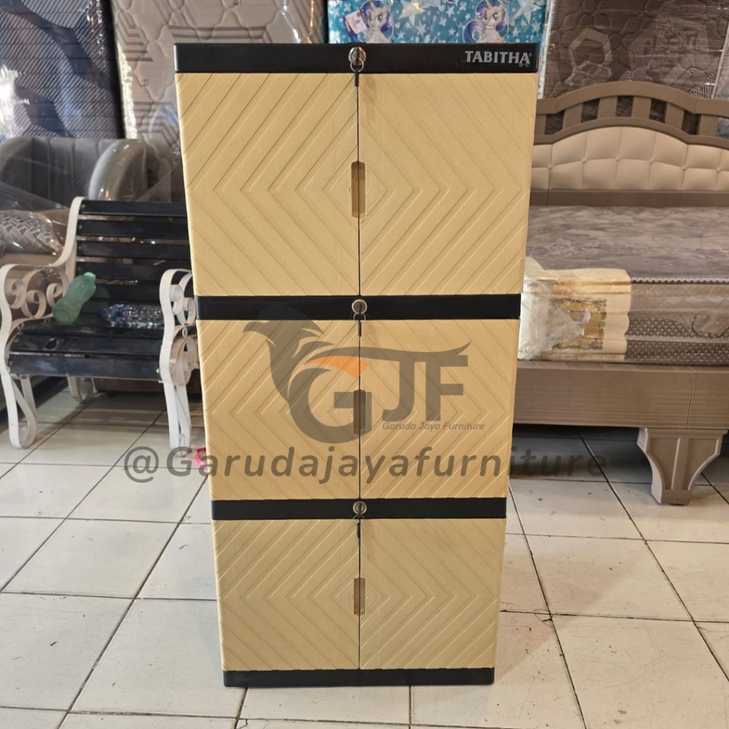 LEMARI PAKAIAN PLASTIK/LAMARI PLASTIK 3 TINGKAT/LEMARI PLASTIK DENGAN KUNCI/LEMARI K PLASTIK ANAK KO