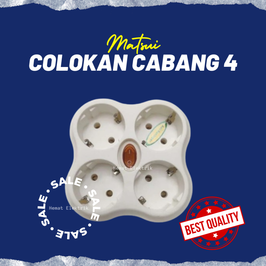 Steker T Arde Multi Cabang 4 Steker ON/OFF Colokan Stopkontak 4 Lubang SNI