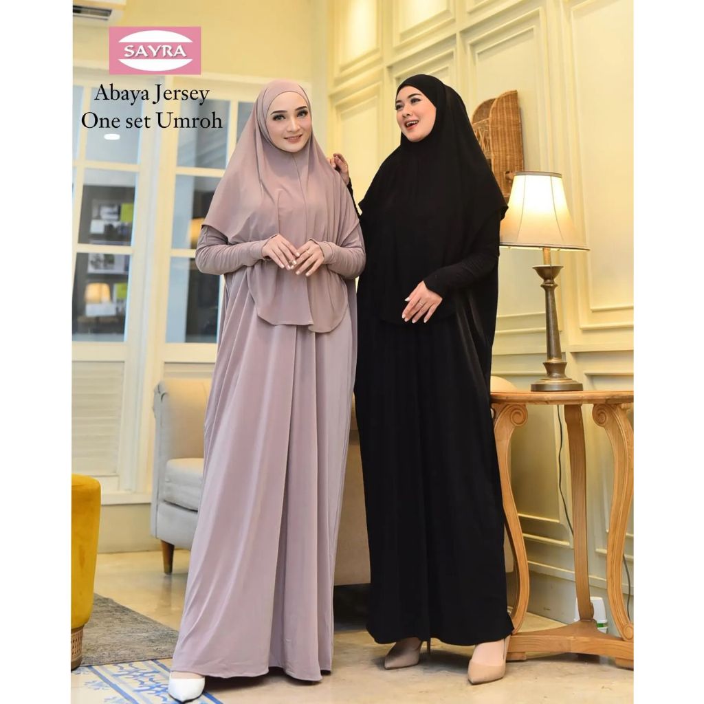 Gamis Umbroh Syari Set Hijab Gamis Jumbo Putih Hitam Polos Terbaru