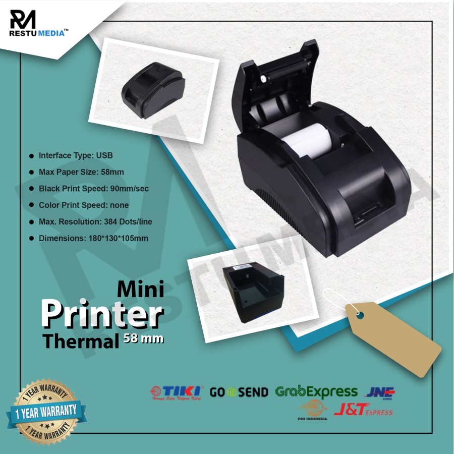 PRINTER KASIR STRUK KERTAS 58MM THERMAL PANDA USB TANPA BLUETOOTH