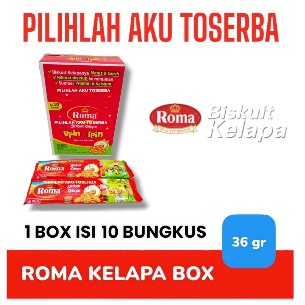 

Biskuit Roma Kelapa Renceng / Sachet kemasan BOX - ( HARGA 1 BOX )