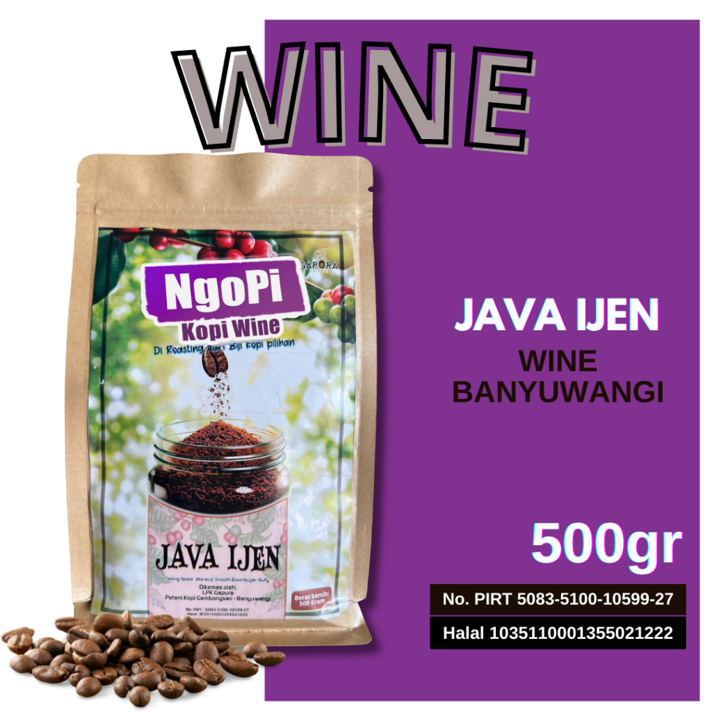 

500 Gram Kopi Wine Gombengsari Banyuwangi Java Ijen By Gapura Coffee