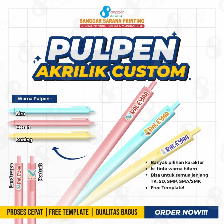 

PULPEN AKRILIK CUSTOM / PULPEN KARAKTER CUSTOM NAMA / PULPEN CUSTOM / PULPEN NAMA