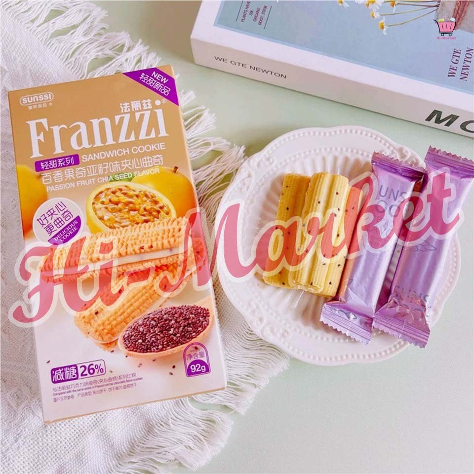 

Biskuit Franzzi Sandwich Rasa Passion Fruit Chia Seed - Biscuit Franzzi Cookies 92g 法丽兹 夹心曲奇饼干 百香果奇亚籽味