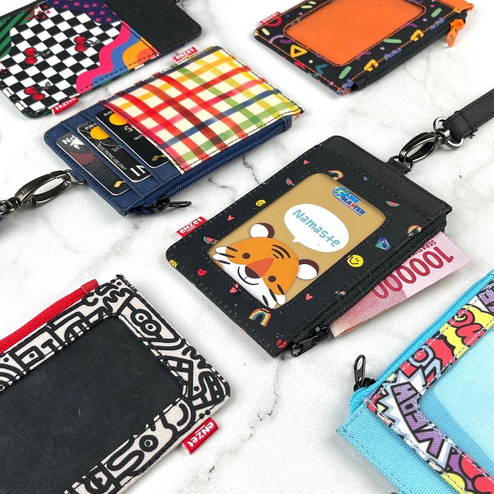 

ID card holder hanging wallet name tag kartu lanyard zipper motif KODE I3C5