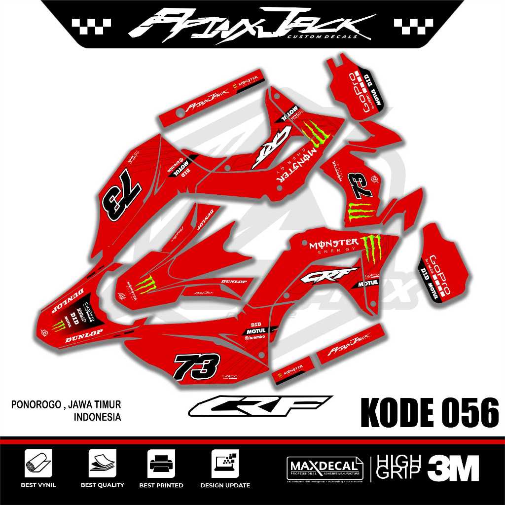 Senter_Ajaib Decal Crf 150 L Hitam Kode 056 Special Edition Monster Energy