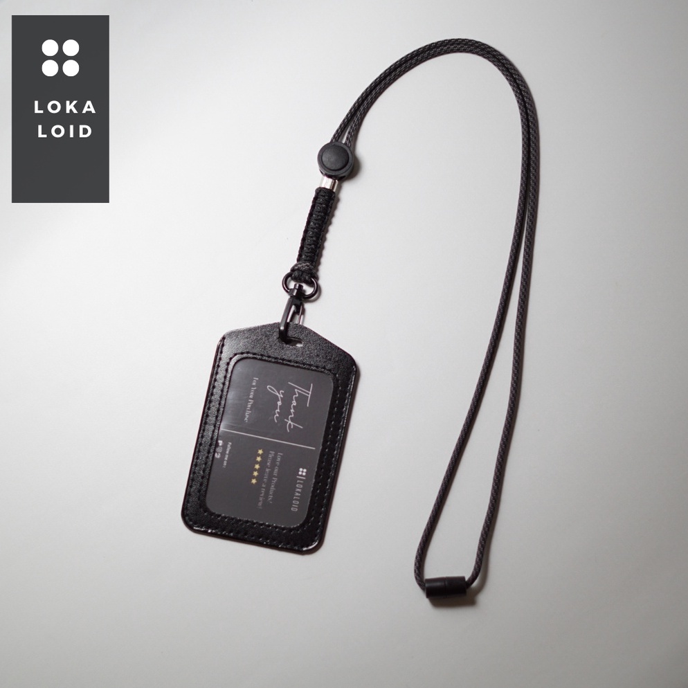 

Lanyard ID card Holder Tali Gantungan Nametag Kulit Motif Paracord Abu Strip Premium Design By Lokaloid r S1C5