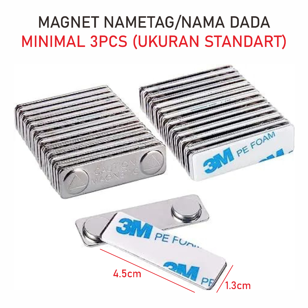 

MAGNET NAMA DADA/NAMETAG DOUBLE TAPE 3M KUAT/MINIMAL 3PCS