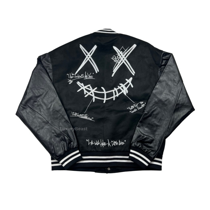 RIC Ricky Is Clown Desconstructed Varsity Jacket Black