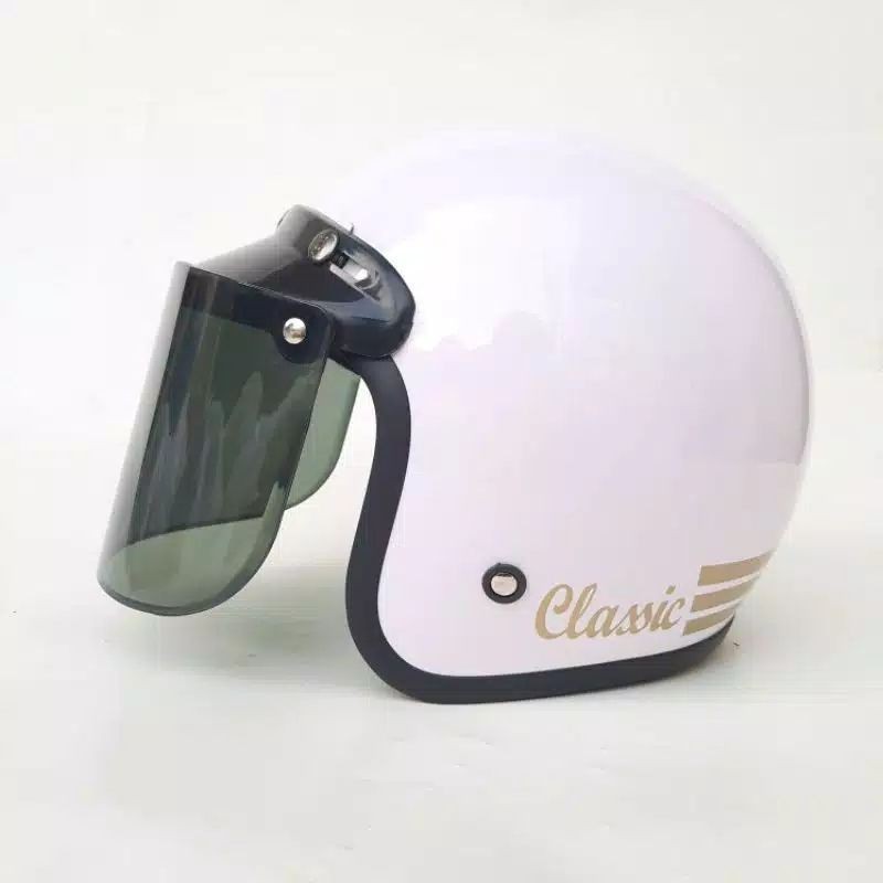 Kaca Visor Helm Kaca Helm Bogo Classic Kaca Datar Injak Hitam Silver Blue Pelangi Gold Bisa Untuk Se