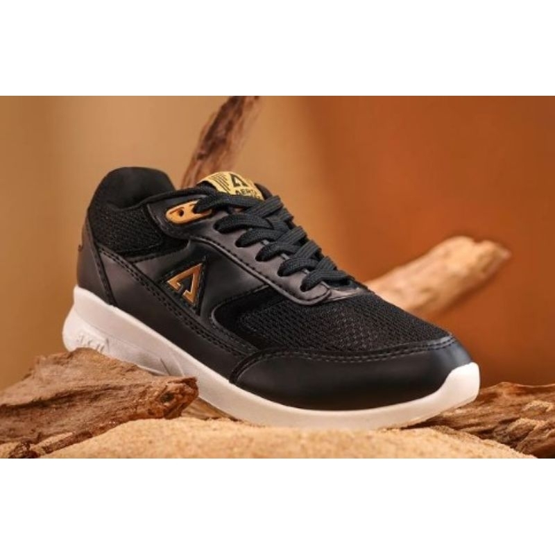 Aerostreet 36-45 Osaka Hitam Sol Putih - Sepatu Sneakers Casual Pria Wanita Aero Street 21HH20