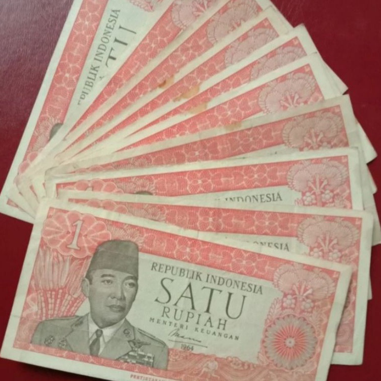 KODE E5G uang kuno indonesia 1 rupiah soekarno 1964 asli bekas edar