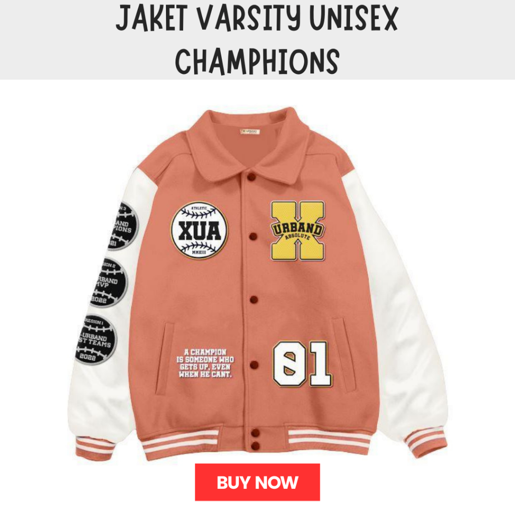 Jaket Varsity Wanita Pria Kombinasi Baseball Kerah