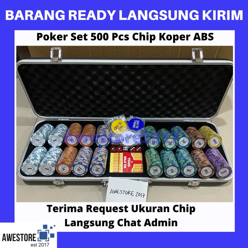 Poker Chip Set 500 pcs Chips Coin Koin Koper ABS Board Game Playing Card Permainan Kartu Asah IQ Hig