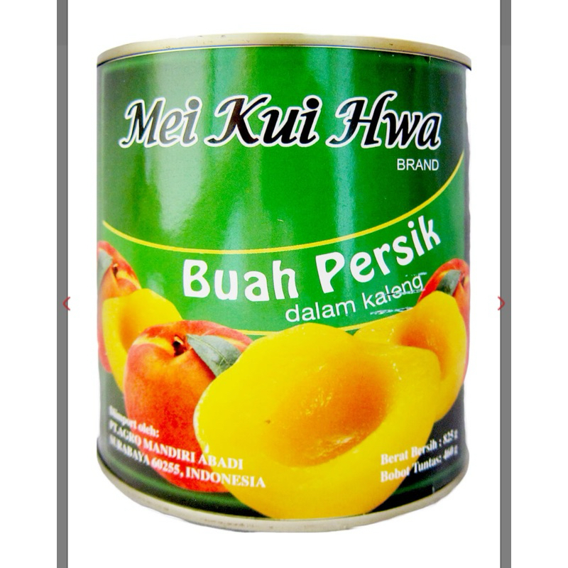 

Mei kui Hwa Buah Persik / peach halves dalam kaleng
