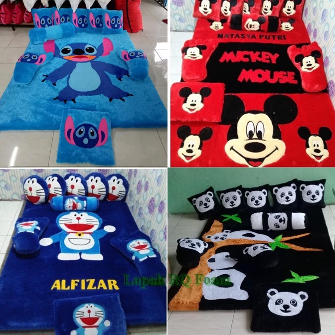Serbuuuu KASUR SANTAI KARAKTER FULL SET Karpet Karakter Bulu Rasfur Full Set uk 2x14x5 cm KASUR BULU