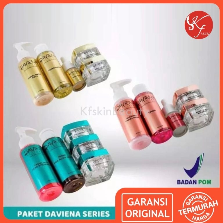 KODE R3E7 Daviena Skincare  Paket Wajah Daviena Acne Series  Glowing Series  Gold Series Skincare Da