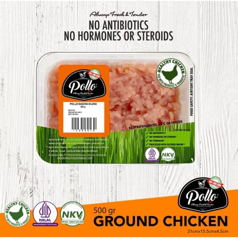

Pollo ground chicken 500g - Ayam Giling Dada Probiotik Pollo 500g