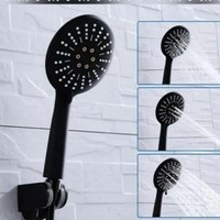 botol minum Set Shower Tangan Hitam (Kepala + Selang + Hook Bracket) MUYA Black Hand Shower Set