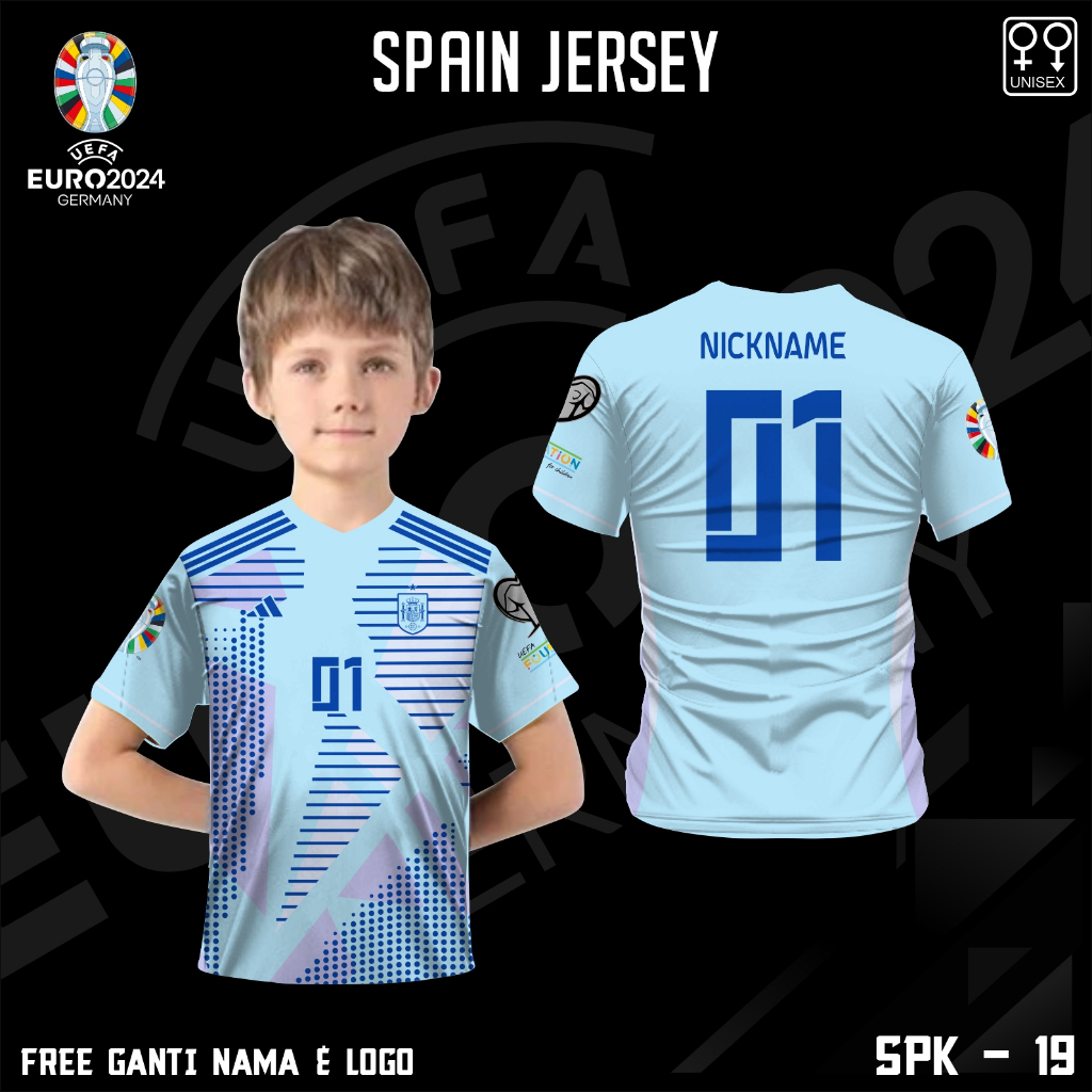 Jersey football anak kaos kiper bola timnas spanyol baju piala eropa jerman 2024