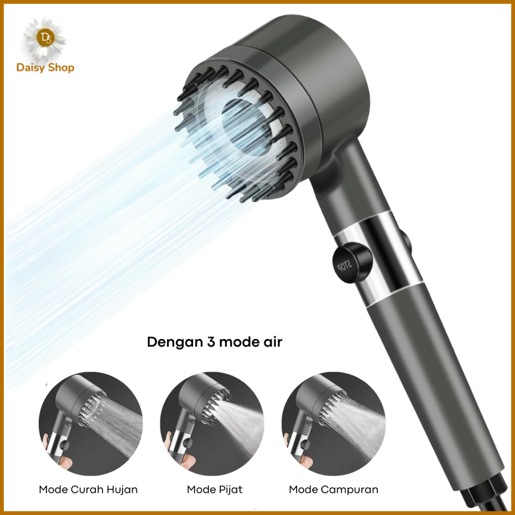 DS Shower Pijat Kamar Mandi / Shower Kamar Mandi Hand Shower 4 Mode Dengan Selang 1.5 M+Braket